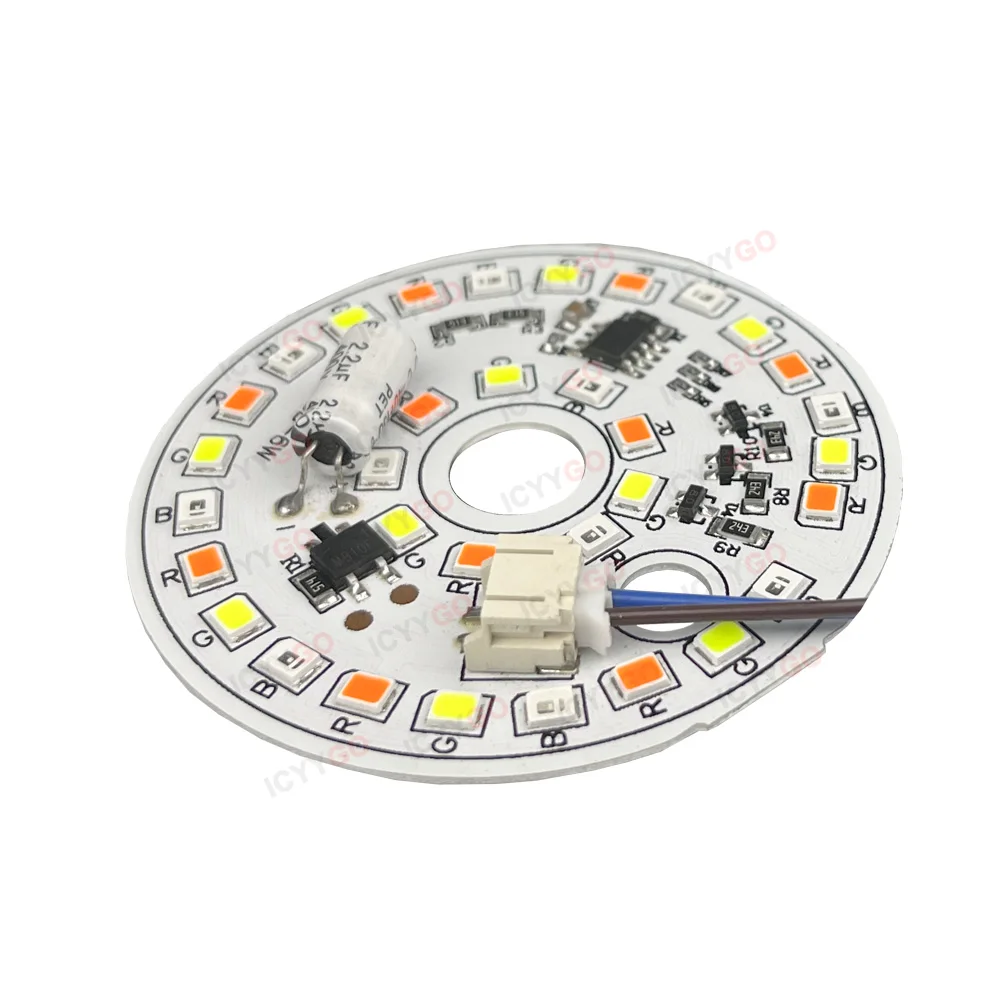 Imagem -03 - Rgb 60 mm Ac220v Driver-livre Rgb7 Cor Gradiente Luz Placa Pcb Led Chip de Luz Faça Você Mesmo Redondo Lâmpada Remendo 6w