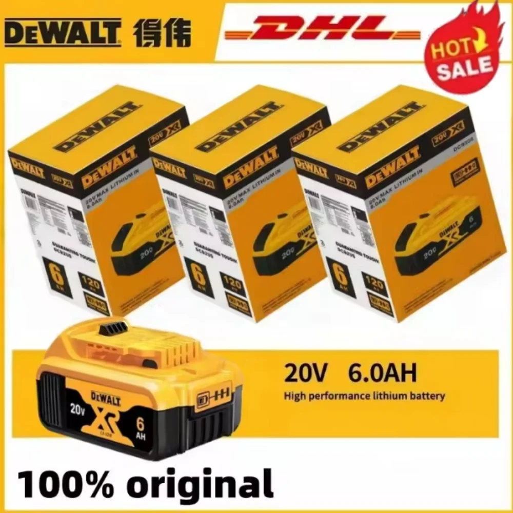 100% Genuine Dewalt 20V Battery, 2AH 6AH Rechargeable Lithium Ion Battery, Dewalt DCB200 DCB206 Power Tool Replacement Battery