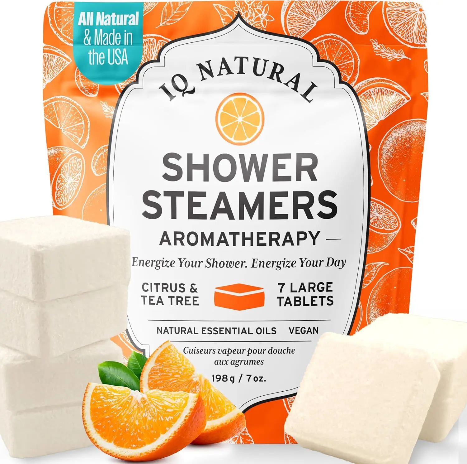 

Citrus Aromatherapy Shower Steamers for Women - USA Made, Organic Vapor Tablets for Cold & Flu Relief