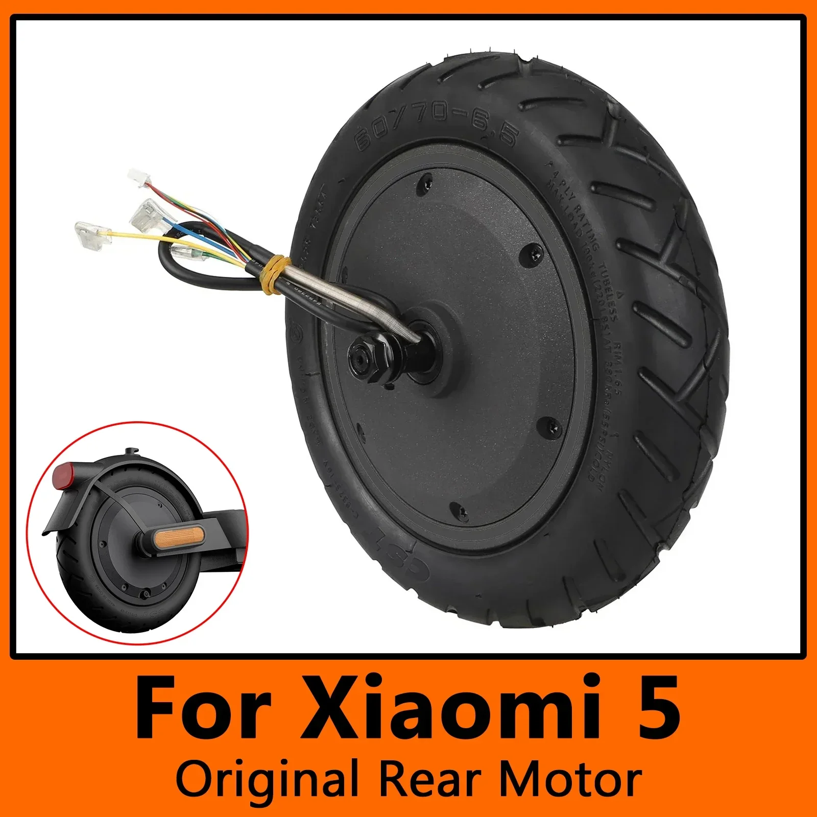 Original Hinterrad-Motor für Xiaomi 5 Elektroroller Komplettset mit 60/70-6.5 Schlauchlosreifen, Einbaufertig, Montageteile