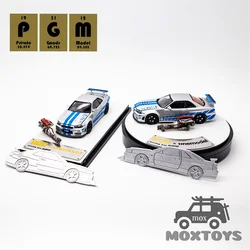 PGM x One model 1:64 GTR R34 Z-TUNE Silver Blue Limited999 Diecast Model Car