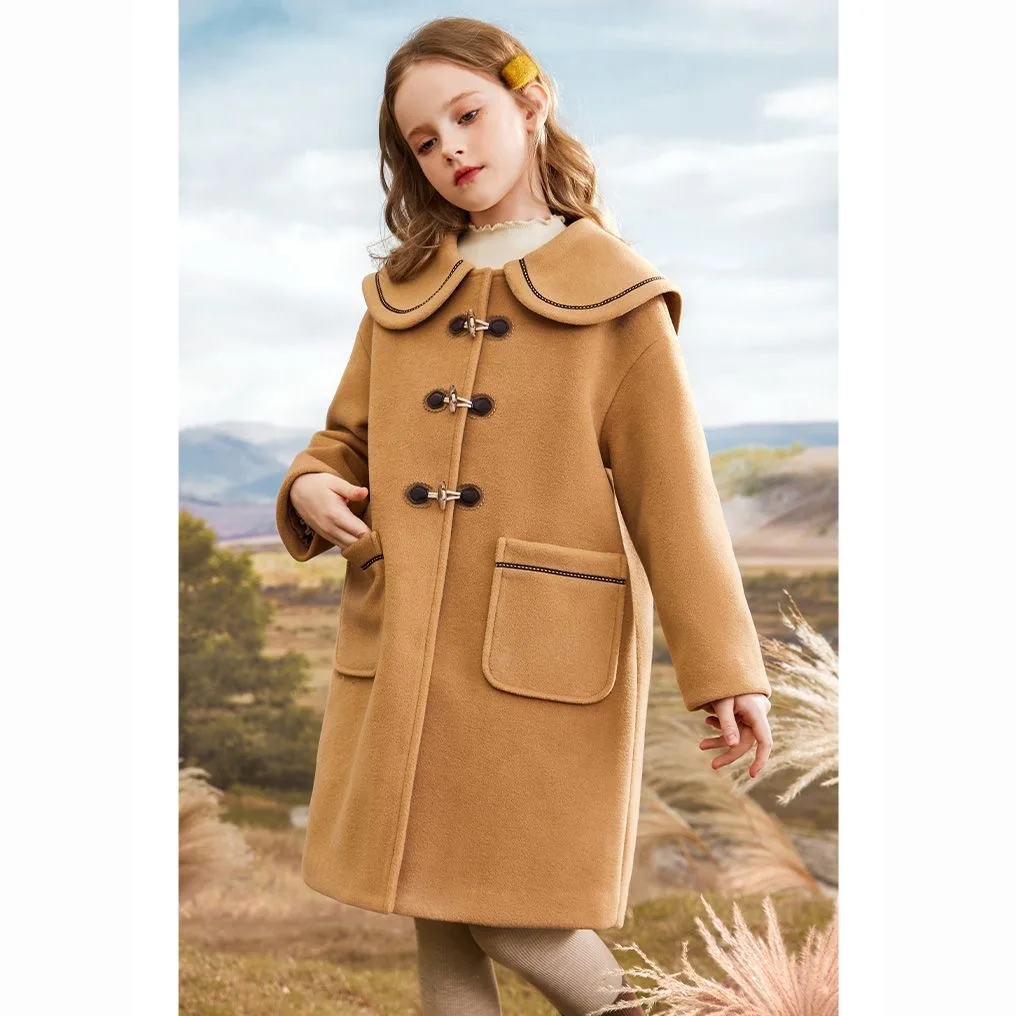 

Girls Woolen Coat Overcoat Jacket Windbreak 2023 Perfect Warm Thicken Winter Cotton Party Plus Size Children's Clothing