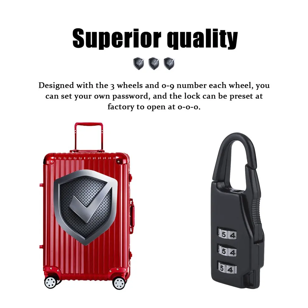 1 pz nuova sicurezza 3 combinazione viaggio in lega di zinco valigia bagaglio borsa portagioie cassette degli attrezzi codice serratura lucchetto con cerniera