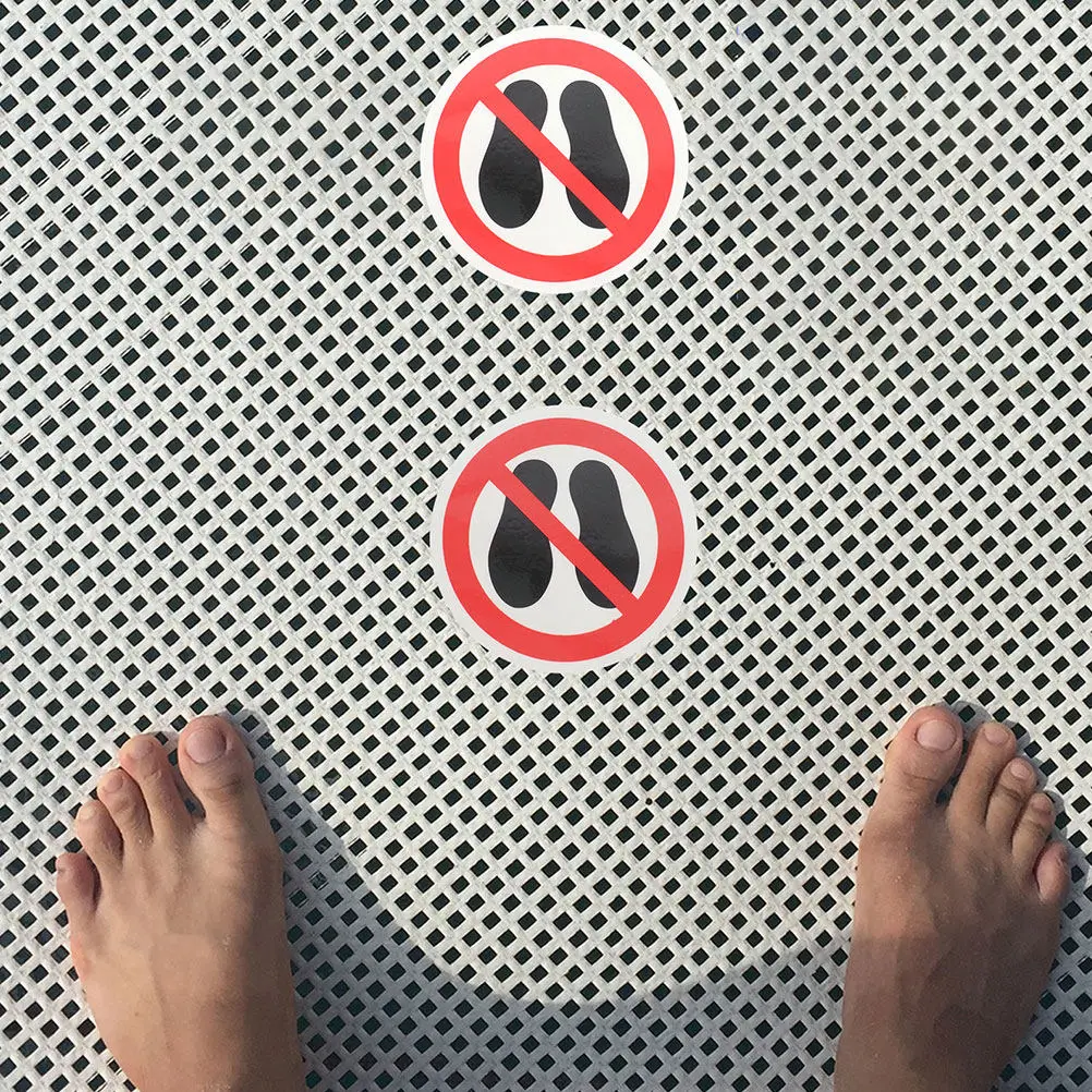 

4Pcs No Stepping Warning Stickers Safety Label Decals Clear Bright Adhesive Warning Signs for Workplaces No Stepping Sign