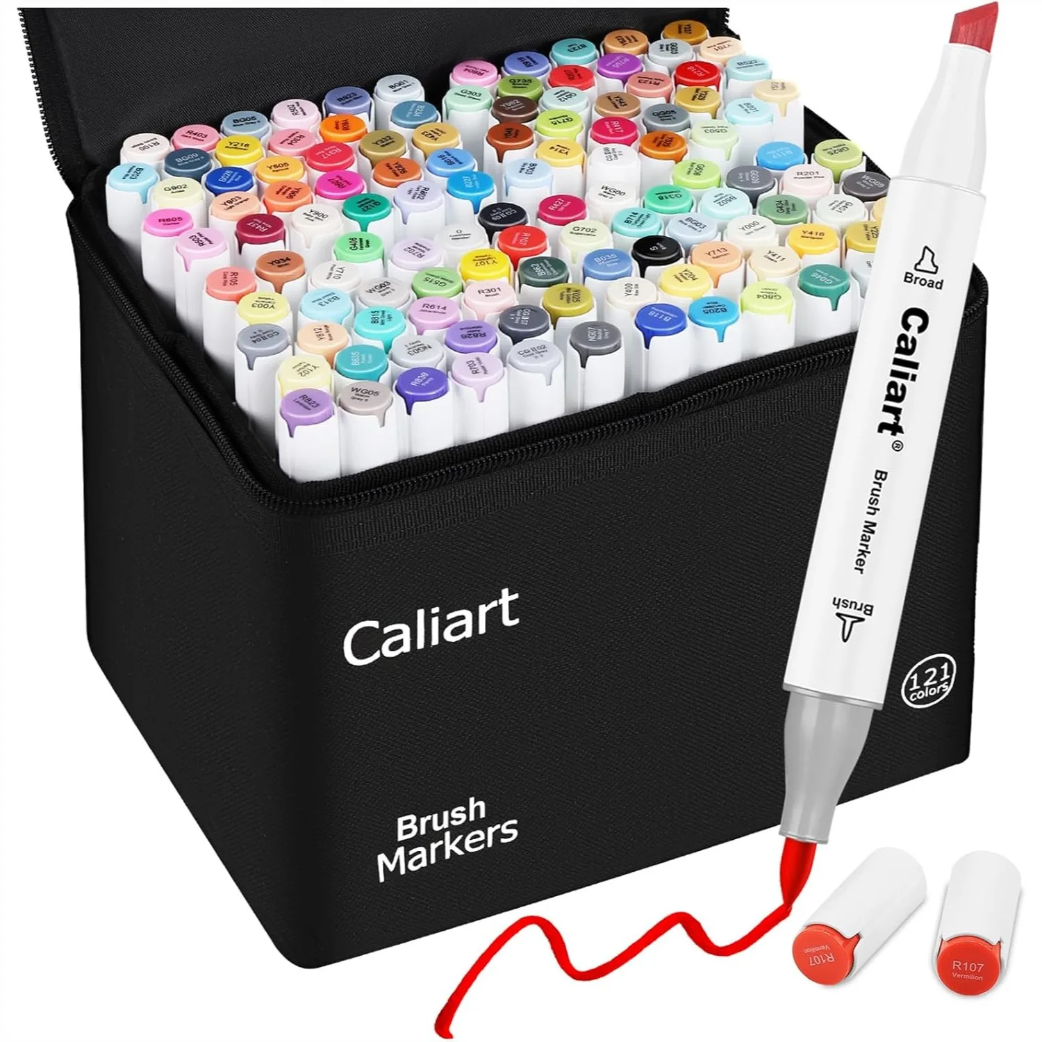 

121 Colors Alcohol Markers Brush & Chisel Tip, Dual Tip Art Markers Set for Adult Coloring, Drawing, Sketching with Case