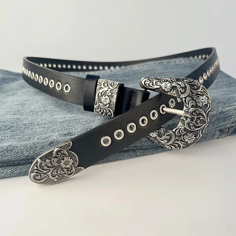 

Новые модные кожаные женские ремни с заклепками в стиле ретро и повседневные брюки, джинсы, женский ремень в стиле панк