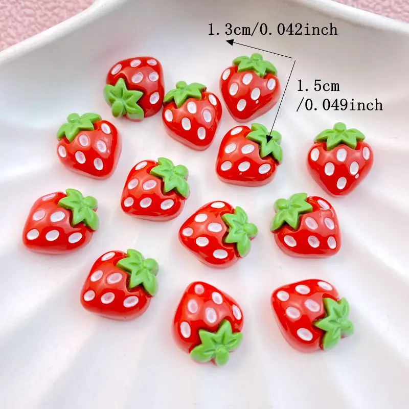 20Pcs New Cute Resin Mini Strawberries, Cherries Flatback  Jewelry Making Manicure Hairwear Accessorie