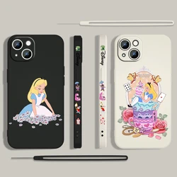 Alice Adventures In Wonderland Phone Case For Apple iPhone 15 14 13 12 11 Pro Max Plus 8 7 SE Liquid Left Rope Capa Cover