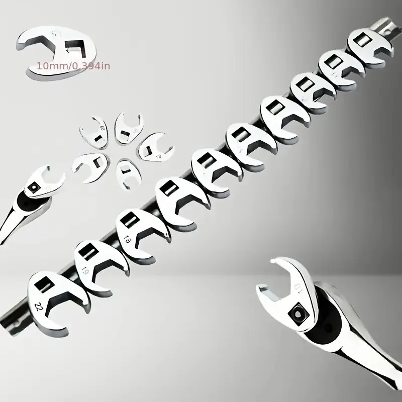 Metric Wrench Set 10-22mm 10Pcs 3 8 Inch Drive Chrome Vanadium Steel Open End For Car Repair Tool Kit