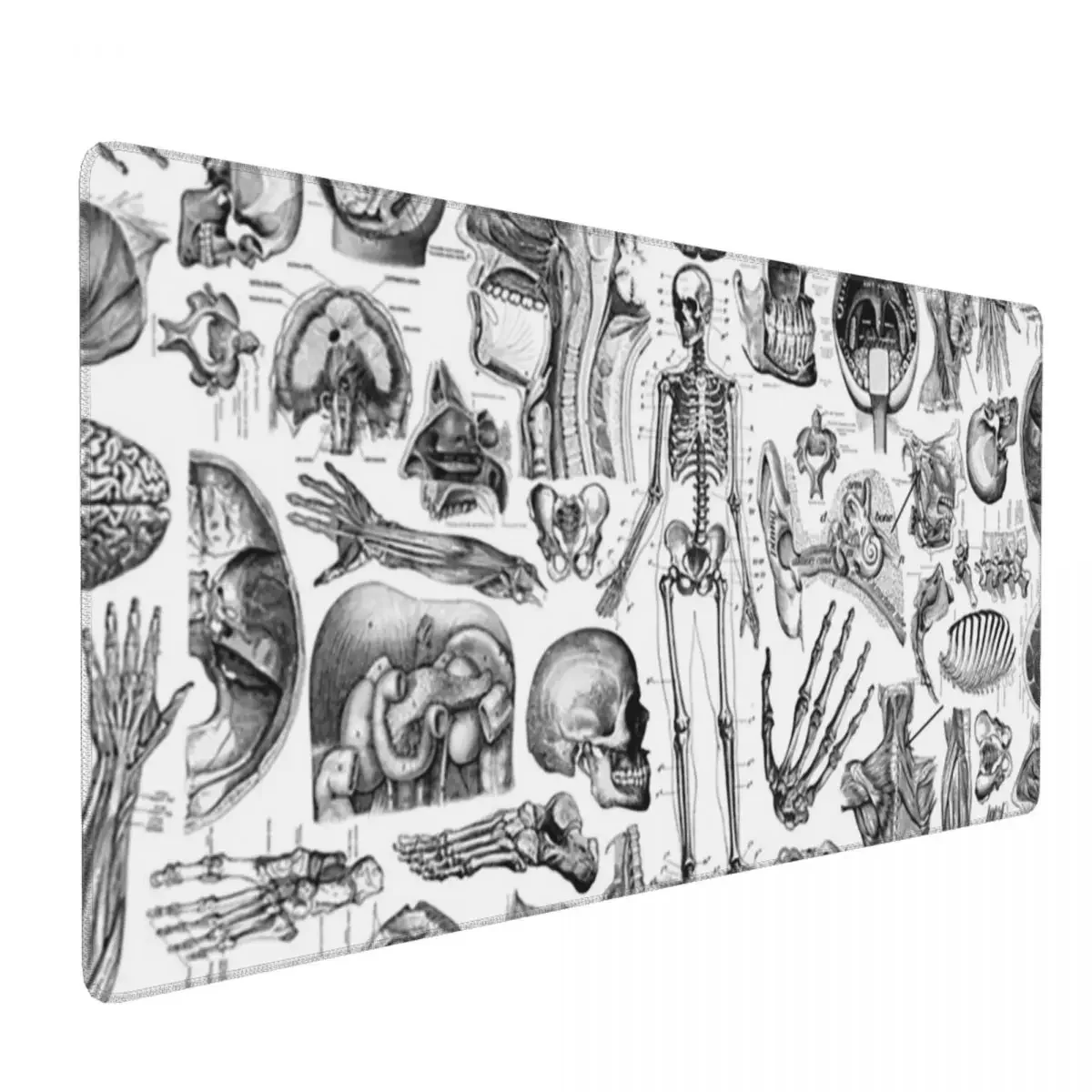 Human Anatomy White Print Large Mouse Pad Computer Keyboard Mouse Mat Gaming PC Laptop Desk Mat Office Accessories Table Mats