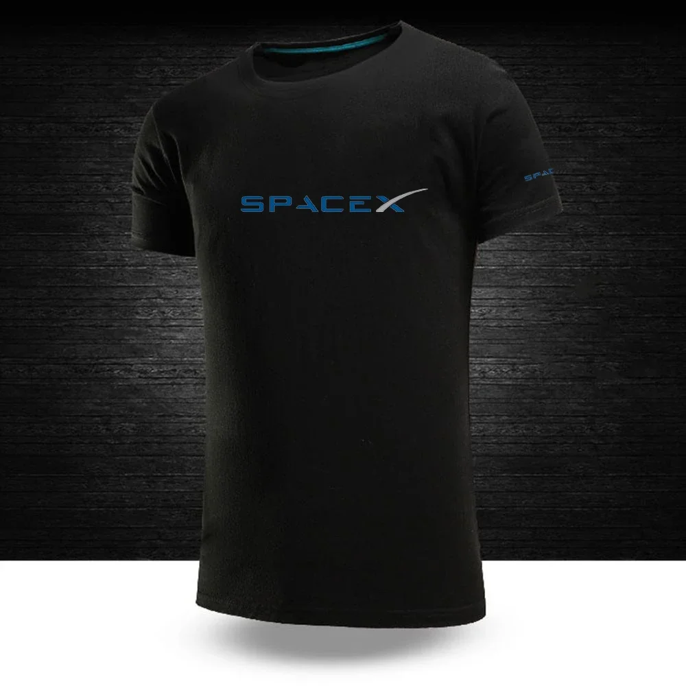 2024 Men SpaceX Space X Logo Summer Hot Sale Fashionable Printing Short Sleeve Top Solid Color Cotton Business Casual T Shirt