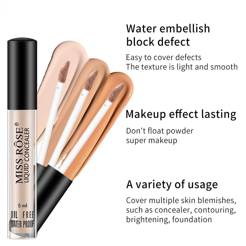 Miss Rose Moisturizing Oil Control Durable Foundation Cream Waterproof Face Makeup Concealer Foundation Solution Primer Makeup