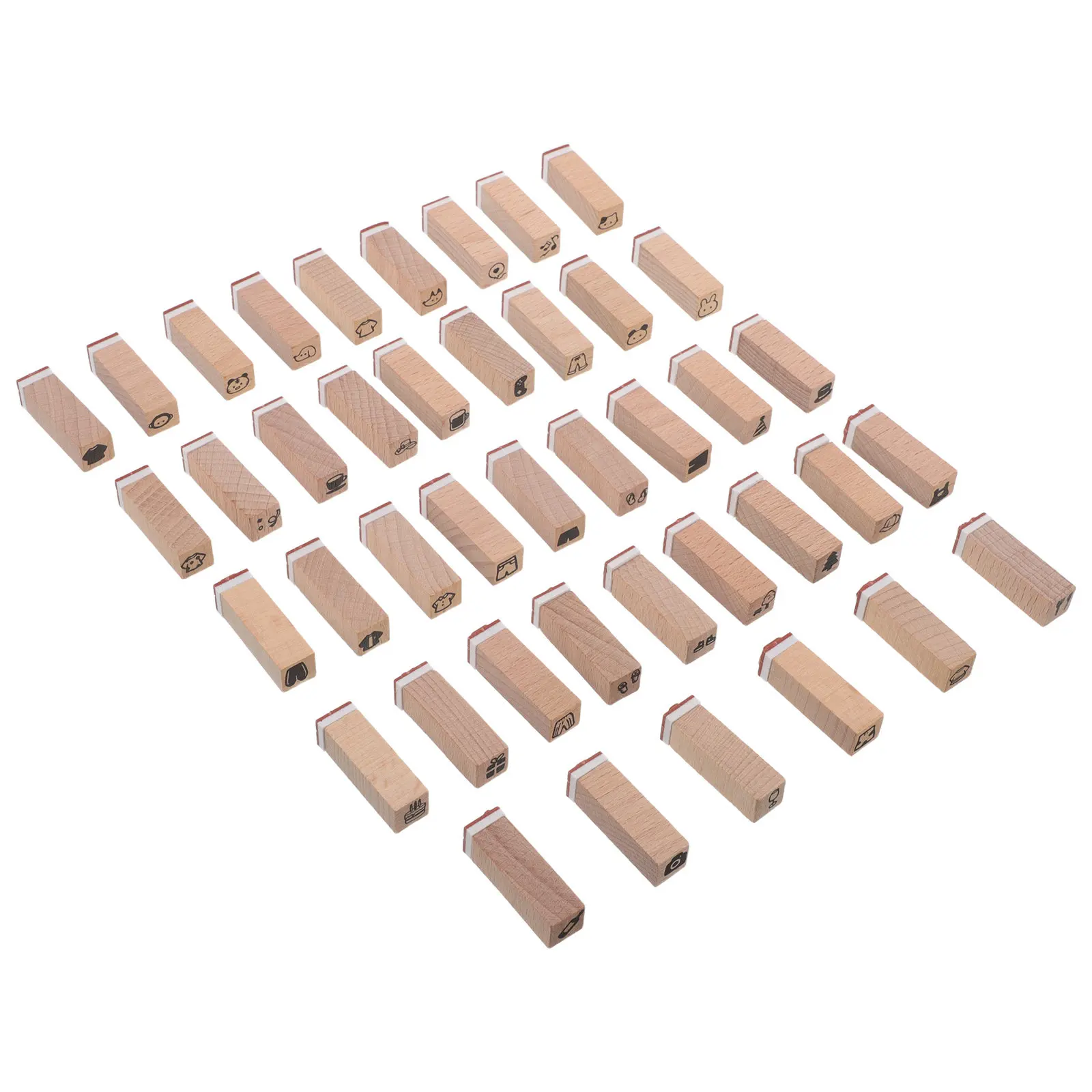 42Pcs Wooden Animal Stamps Set Cartoon Rubber Stamp Kit for Kids DIY Crafting Scrapbooking Journaling Planner Envelope