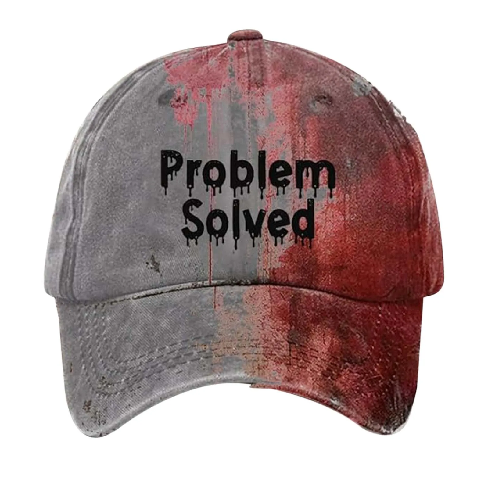 Problem Solved Bloody Fonts Hats 3d Blood Splatter Print Halloween Baseball Cap Make Old Holiday Party Horror Hats