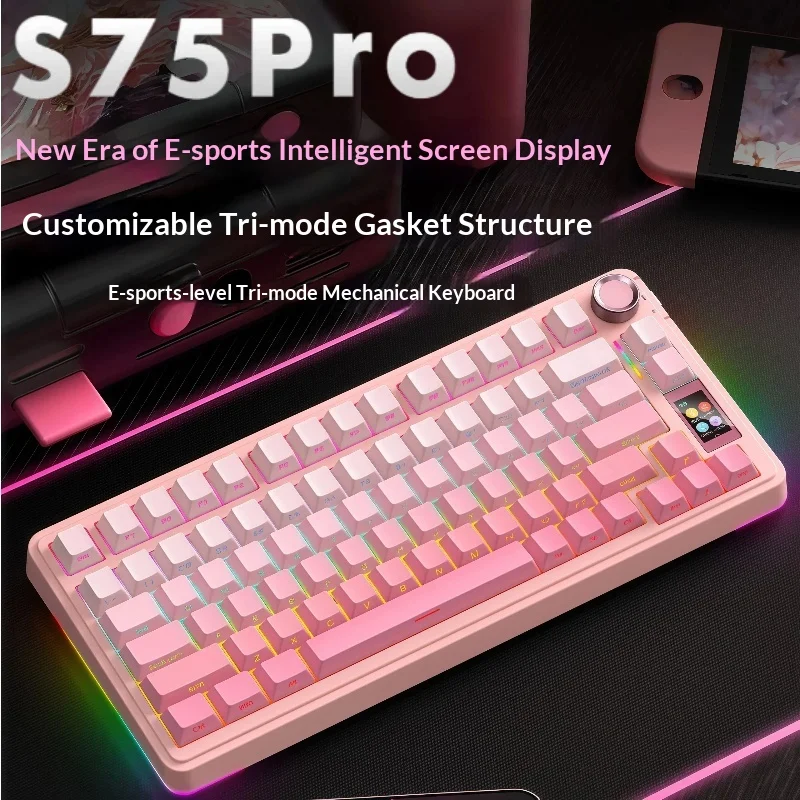 

Wolf Spider S75pro Mechanical Keyboard Three Modes Wireless Customization Hot Swappable Computer Gaming Mechanical Keyboard