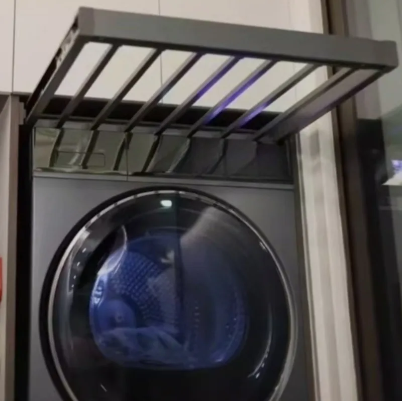 Washing machine-specific pull-out drying rack, concealed multi-functional telescopic sliding rail pants rack storage accessory
