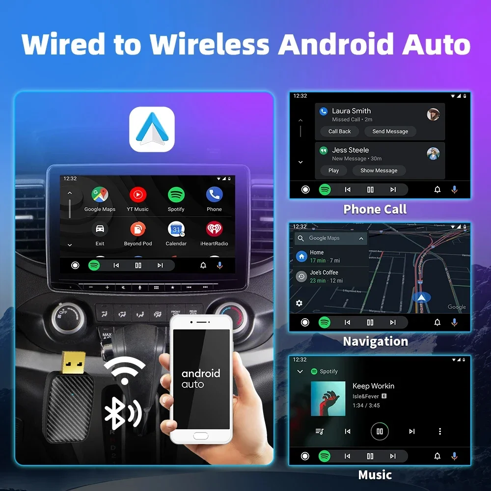 Wireless Carplay Adapter Android Auto 2in 1 Smart Dongle 2024 5G WIFI For iphone Android Phone For Volvo Benz Mg Kia Chery VW