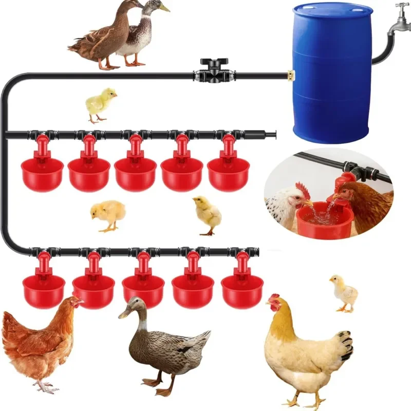 for Full Set Pipe Automatic Feeding Chicken Nipple Water Cup PVC Tee Accessories Poultry Water Tank Connector