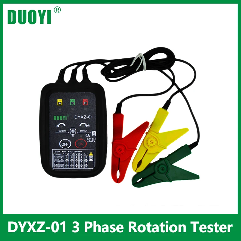 DYXZ-01 3 Phase Rotation Tester 70V~600V AC Non-Contact Phase Indicator Detectors Circuit LED Break Test Voltage Detector Meter