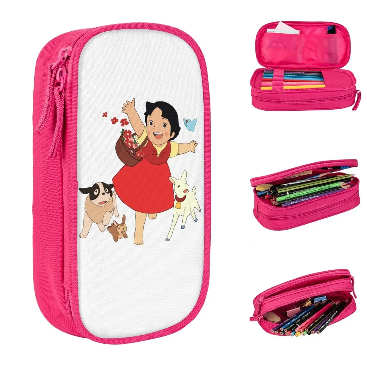 Heidi The Girl From The Alps Pencil Case Classic Goat Anime Pen Box Bag Large Storage Students School Zipper Pencilcases