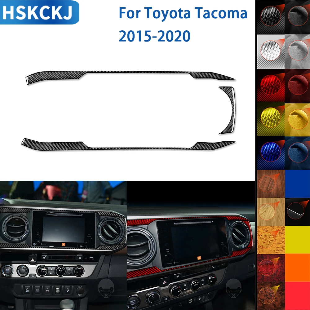 

For Toyota Tacoma 2015-2020 Accessories Carbon Fiber Car Interior Central Control Navigation Screen Frame Cover Trim Sticker