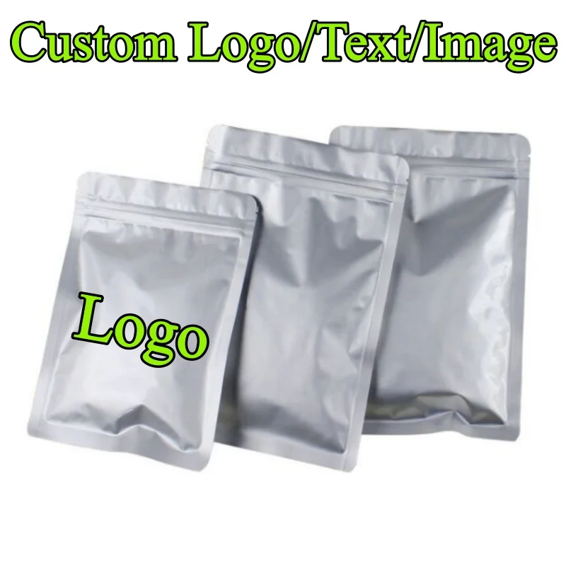 100 Bolsas Planas de Aluminio con Cierre Ziplock para Empaque, Impresión de Logotipo DIY, Bolsas de Almacenamiento para Matcha, Cacao, Té, Café, Especias, Carne, Cebo, Nueces