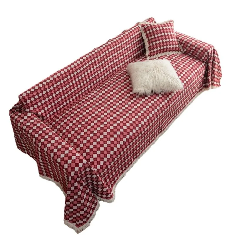 

Jacquard Cotton Linen Sofa Towel Ethnic Style Thicken Settee Cloth Retro Style Living Room Dust Cover Multi Functional Blanket