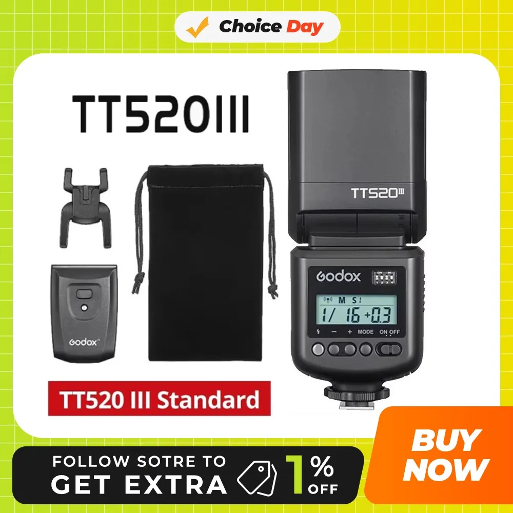 

Godox TT520III THINKLITE Universal Camera Flash Speedlite Wireless for Canon Nikon Pentax Olympus DSLR Cameras for Canon EOS 90D