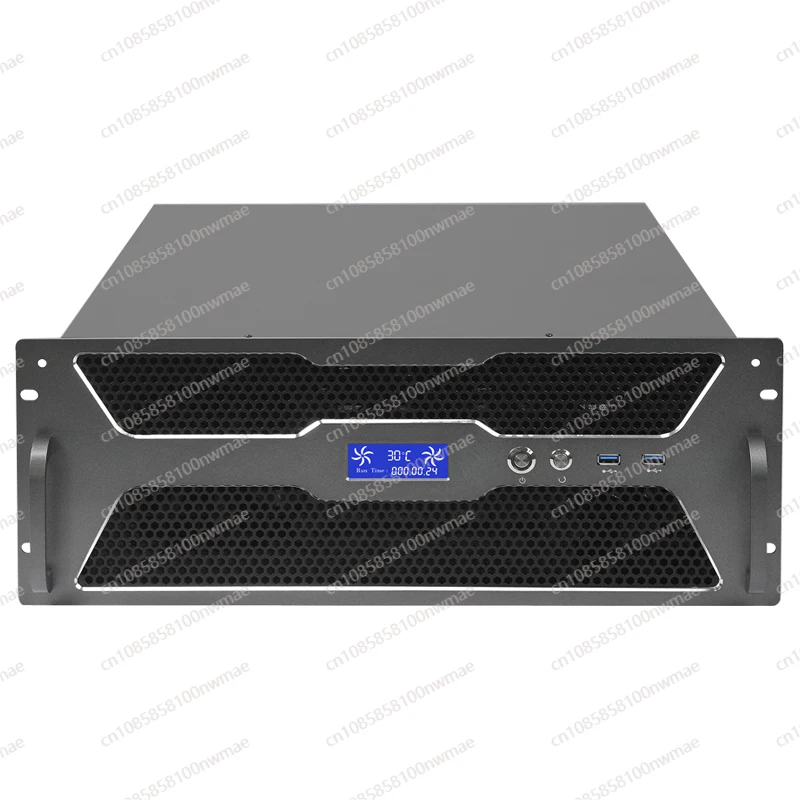 هيكل التحكم الصناعي 4U مع شاشة التحكم في درجة الحرارة، مضيف خادم الطاقة المكتبي ذو اللوحة الرئيسية المزدوجة من أيتكس