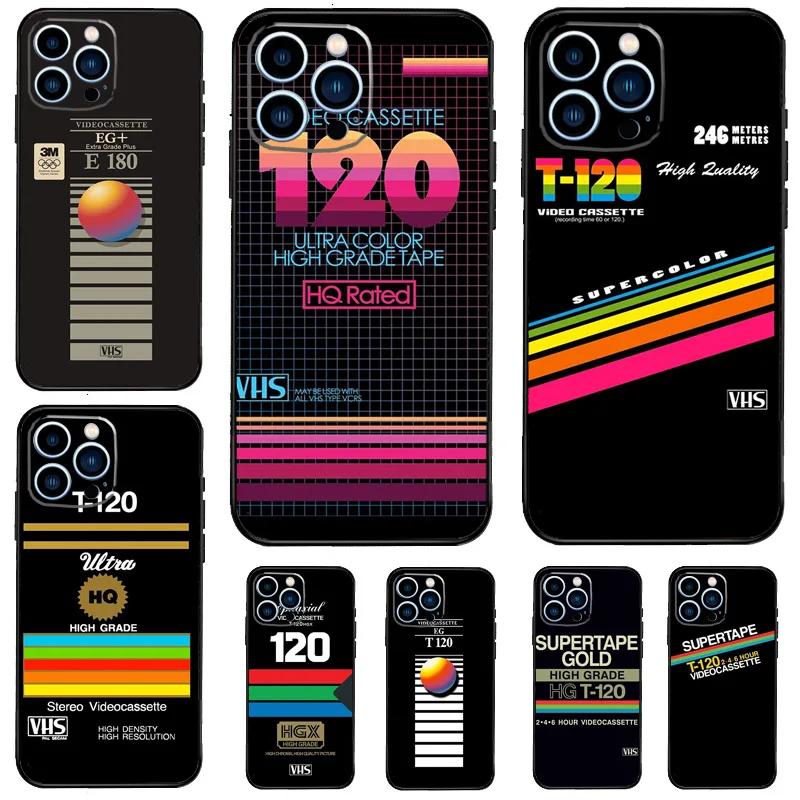 Retro VHS tape Cassette vaporwave Phone Case For iPhone 13 11 12 14 15 16 Pro Max 7 8 Plus XR XS Max X Silicone Cover