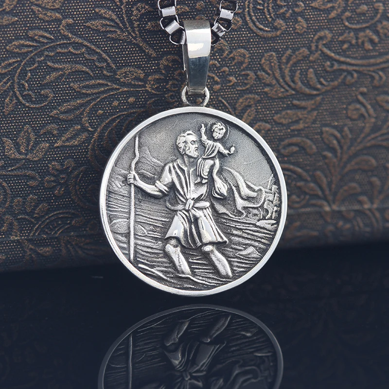 Catholic Medal Blessing From The Holy Father St. Christopher Sterling 925 Silver Pendant