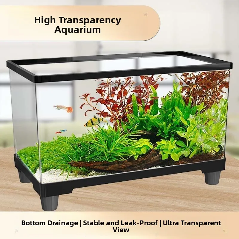 two-in-one-turtle-tank-home-use-plastic-organic-glass-fish-tank-landscape-turtle-tank-bottom-drainage-desktop-aquarium