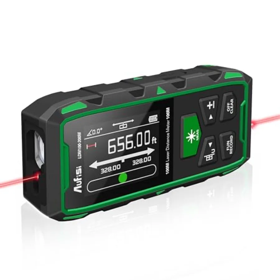 

Dual Laser Measuring Tool 656Feet Rechargeable Laser Distance Meter 6 Units Ft/in/M Laser Measurement Tool with LCD Display Len