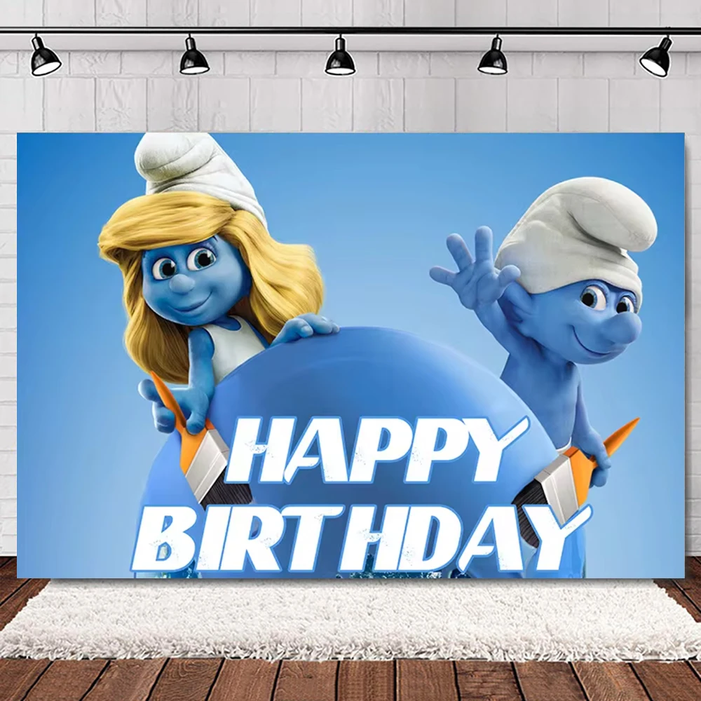 Las smurfs1 Chłopcy Dzieci Urodziny Party Dekoracja Balon Lateksowe Balony Baner Tło Tort Topper Baby Shower Banner ﻿