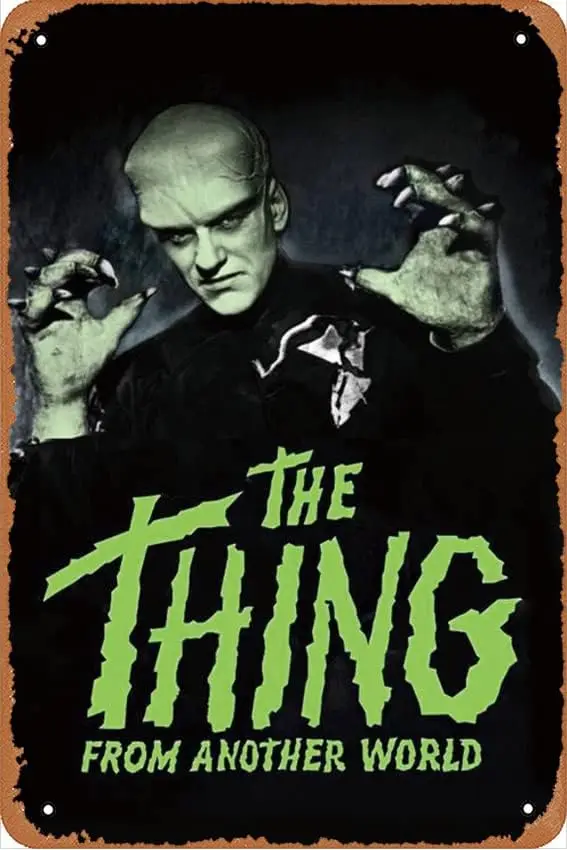 Póster de la película The Thing from Another World de 1951, cartel retro de metal para decoración de pared, letrero decorativo de metal de 8x12 pulgadas