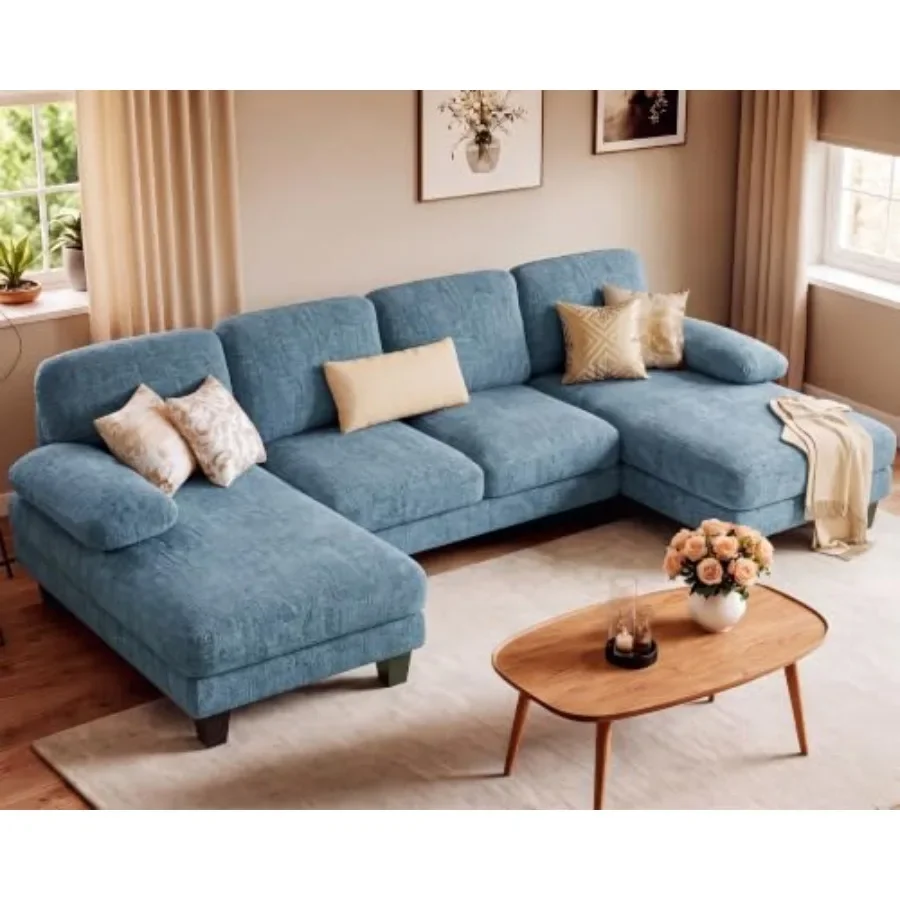 U-Shaped Convertible Sectional Sofa Couch for Living Room, Fabric, Gray, Modular Design with Reversible Chaise