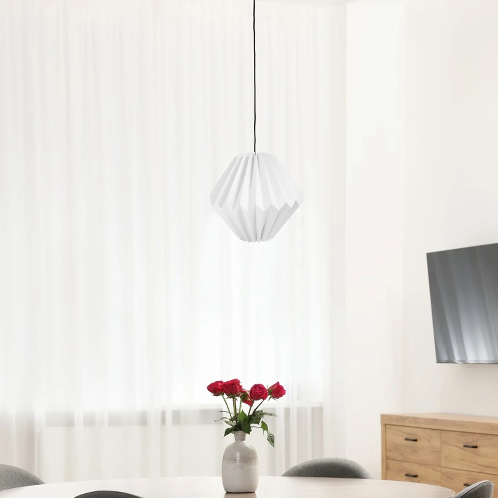 

Foldable Paper Lantern Pendant Lampshade Nordic Design Hanging Light Shade for Home Office Hotel Decorative Use White