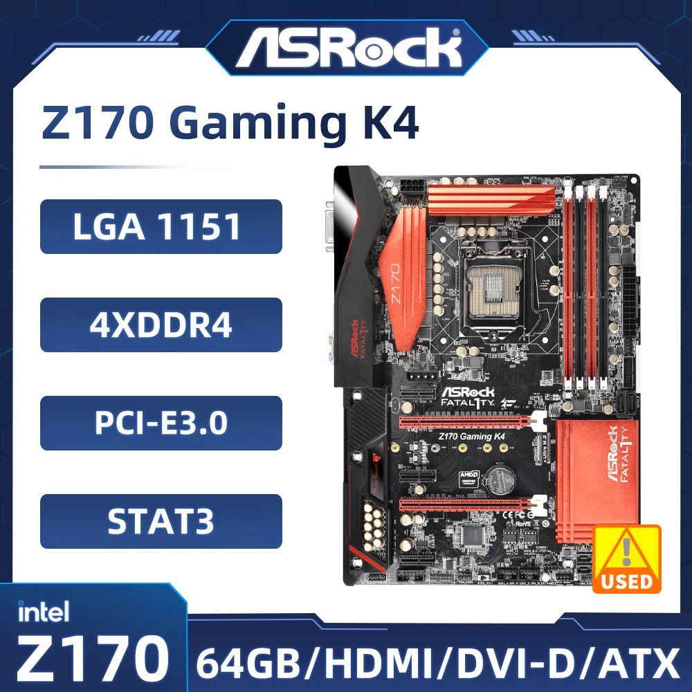 

Z170 Motherboard ASRock Z170 Gaming K4 Motherboard LGA 1151 DDR4 64GB USB3.0 HDMI M.2 PCI-E 3.0 ATX support i5-6500 cpu