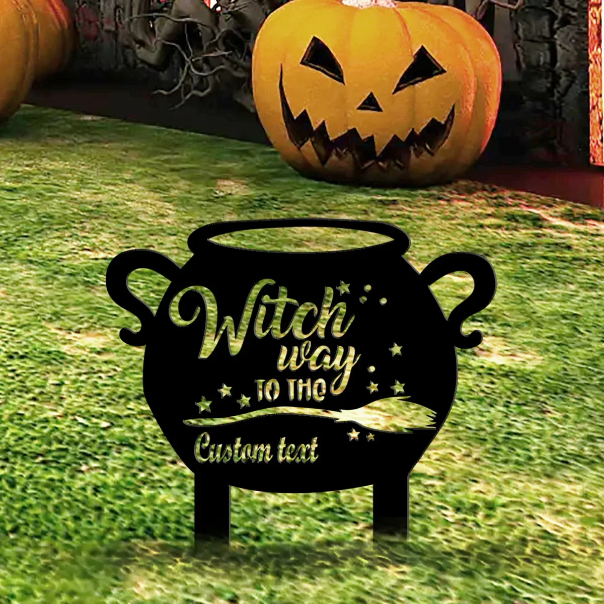 Custom Halloween Witch Decor for Outdoor Halloween Candy Sign  Halloween Decoration for Front Yard Metal Yard Art