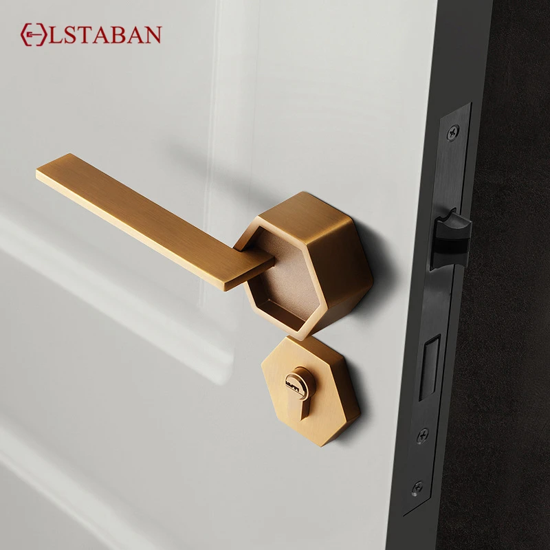 Imagem -05 - Lstaban Fechadura de Porta de Segurança Silenciosa Interna Fechaduras de Maçaneta de Liga de Zinco para Casa Fechadura de Fechadura de Alta Qualidade Móveis Acessórios de Hardware