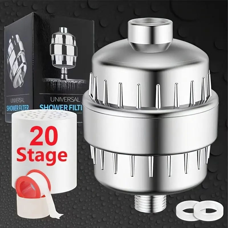 

20-Stage Shower Filter] 20-Stage High-Output Shower Water Filter, Showerhead Filter with 1 Cartridge - Hard Water Filter