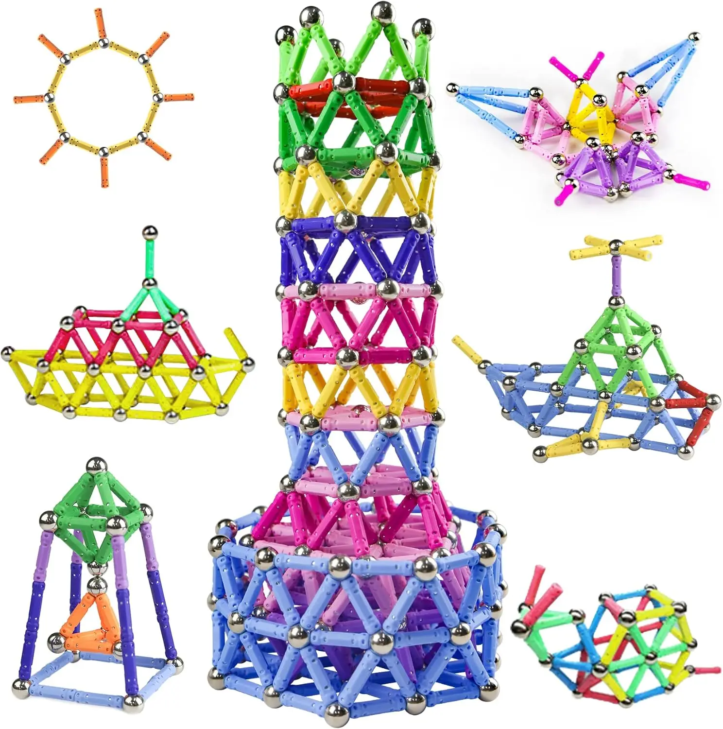 Magnetyczne klocki budowlane, magnes zabawki edukacyjne STEM zabawki dla dzieci, zabawka budowlana 3D