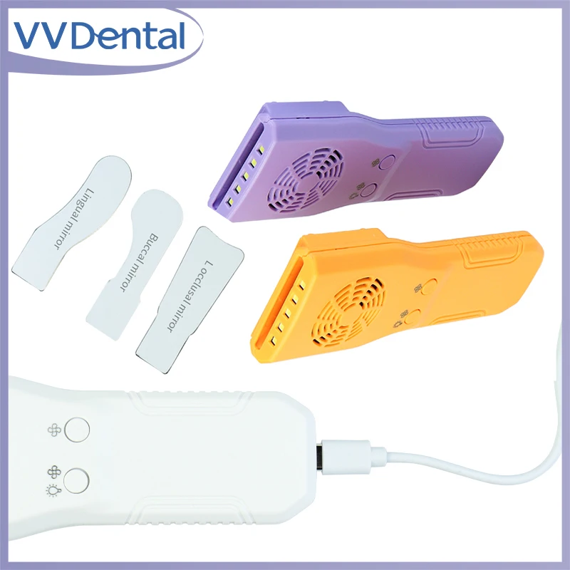 

Dental Anti-Fog Mirrors Set With LED Light Stainless Steel Orthodontic Reflectors Fog Free Intraoral Photography