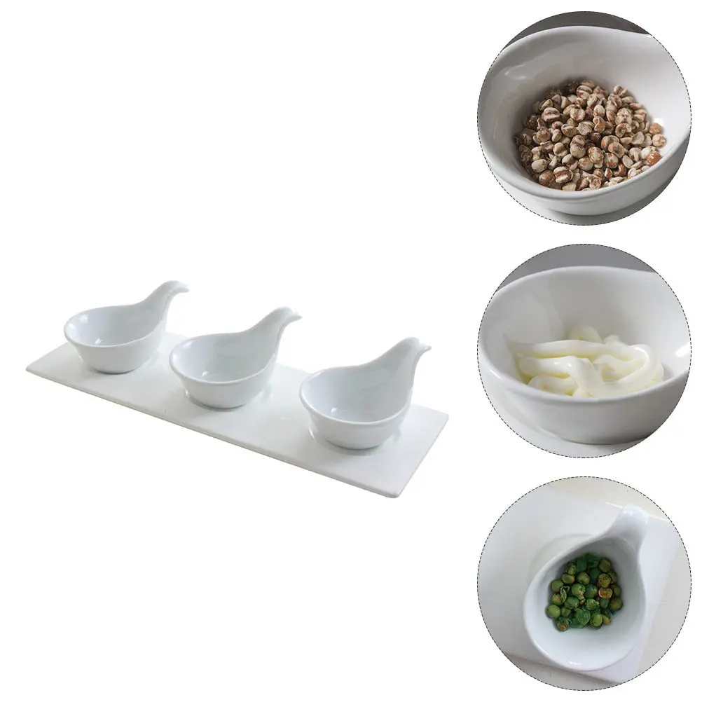 1Set Ceramic Sauce Dishes Creative Caviar Spoons Goose Liver Plates for Family Restaurant Kitchen Supplies Appetizer Seasoning