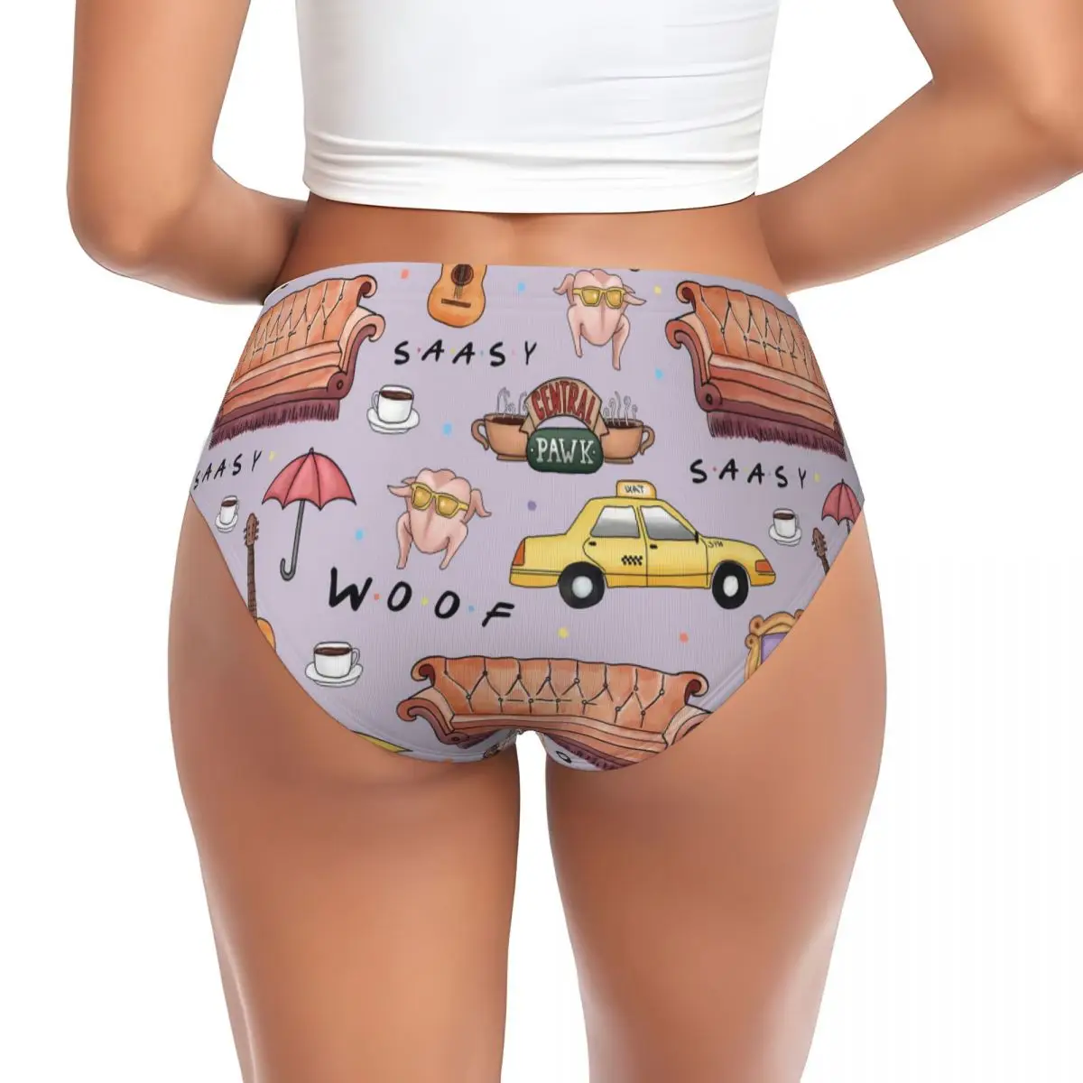 Custom Funny Friends Collage Brief Panties Womens Breathable Underwear