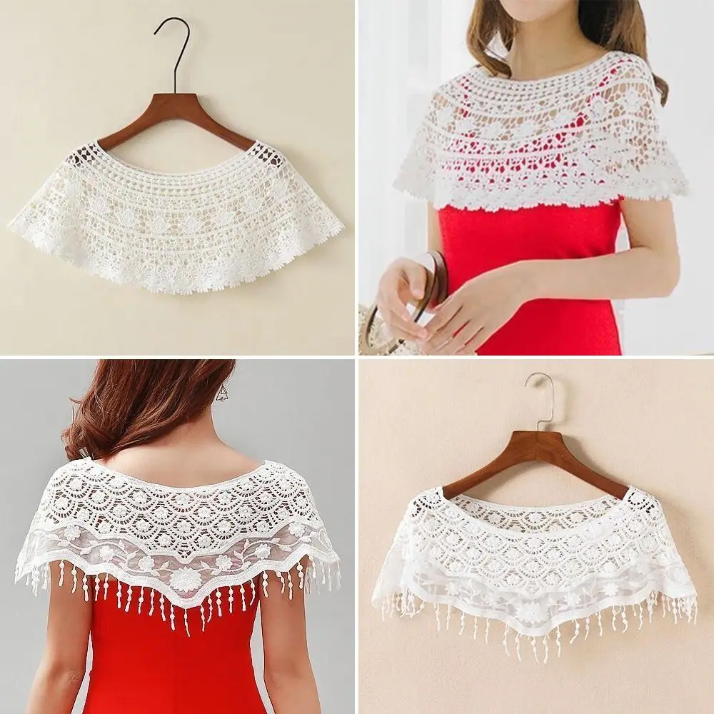 Women Scarf Pure Color Lace Shawl Lace Blouse Shoulders Scarf Hollow Out Shawl Spring Autumn