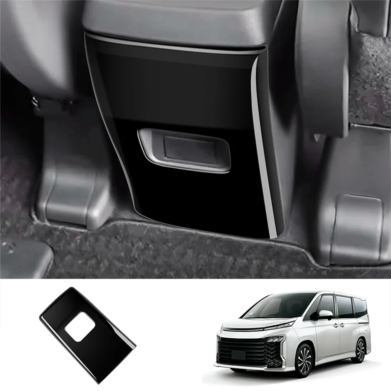 Car Central Rear Armrest Box Anti-Kick Panel Trim Cover Frame for Toyota Voxy Noah 90 Series 2022 2023 ABS Bright Black RHD