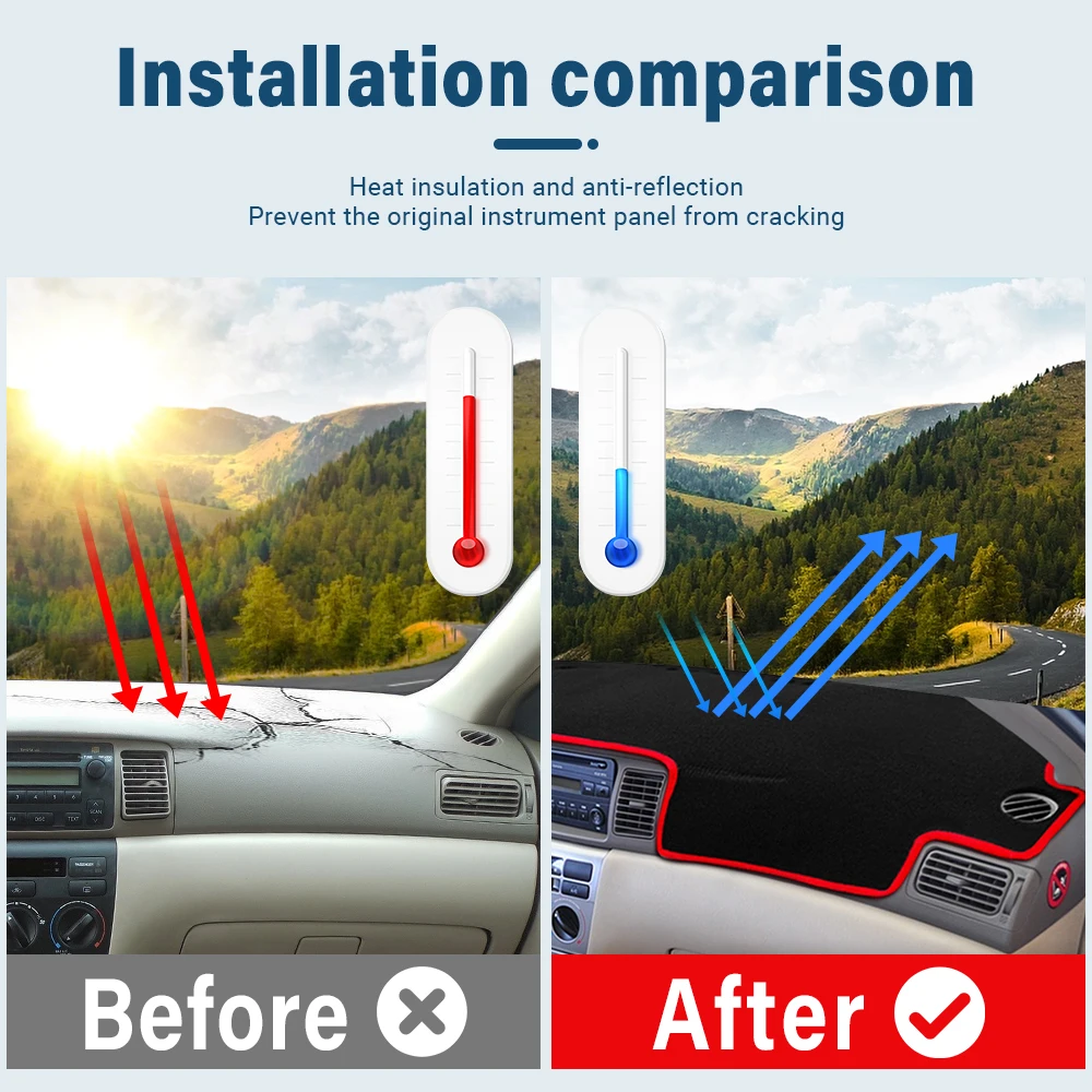 For Toyota Corolla Altis Runx Allex E120 E130 2001-2007 Car Dashboard Cover Mat Sun Shade Pad Instrument Panel Carpets Anti-UV