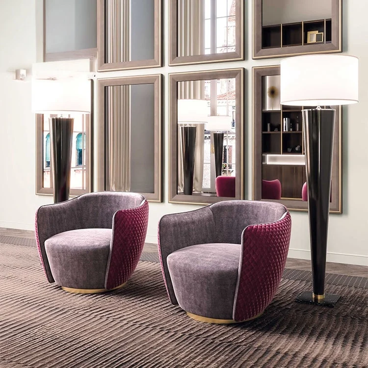 

High End Comfortable Armchairs Lounge Single Seat Hotel Upholstered Fabric Leisure ChairsNew Style Home Living Room Designs Soft