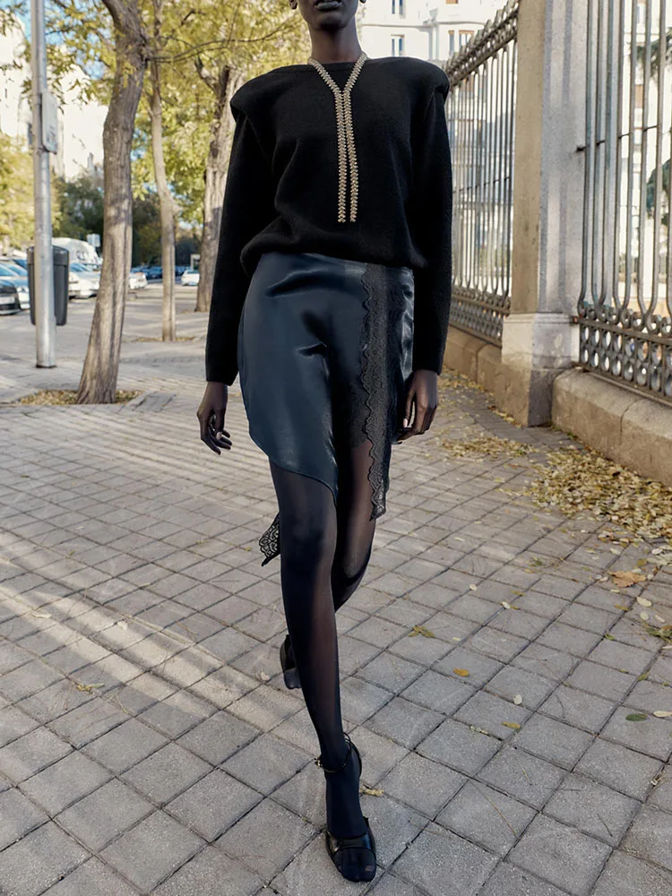 High-End ZA2025 Women's Winter New Patchwork Silk Satin Texture  Skirt Ethnic Stage Costume Premium Quali Faionable